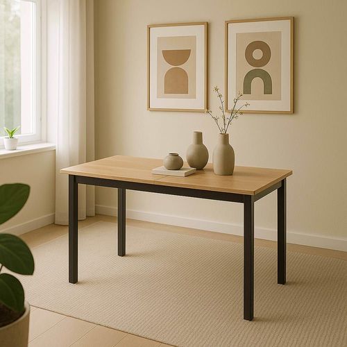 Table À Manger Extensible Rectangulaire En Mdf Bois Clair 120/160 Cm
