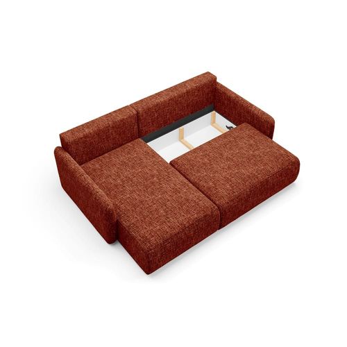 Canapé D'angle Réversible Convertible 3 Places Bois De Pin Terracotta