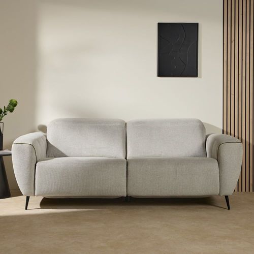 Canapé Relax Électrique 3 Places En Tissu Gris Perle