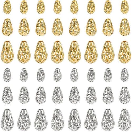 Lot De 48 Perles Creuses En Laiton, 3 Tailles, En Filigrane, En Forme De Larme, En Métal, Pour Loisirs Créatifs, Bracelets, Colliers, Boucles D'oreilles, Pendentifs, Bijoux