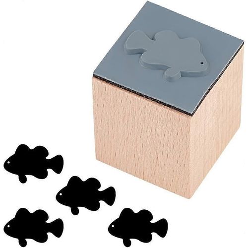 Tampons En Bois Et Caoutchouc En Forme De Poisson, 2,5 X 2,5 X 3,3 Cm, Ronds En Bois, Naturels, Pour La Fabrication De Cartes, Loisirs Créatifs, Lettres, Agendas Et Autres Loisirs Créatifs.