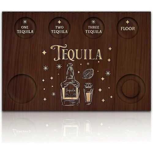 Verres À Tequila Mystic, Support En Bois, Plateau En Verre Rectangulaire Avec Bord Citronné Et Sel, Pour Restaurants, Fêtes, Réunions De Famille Et Cadeaux