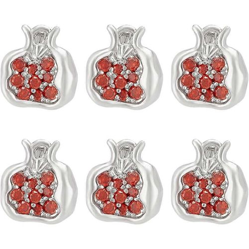 Lot De 6 Pendentifs En Laiton Plaqué Platine Véritable Avec Perles De Grenade Et Zircone Cubique, Pour La Fabrication De Bracelets, Colliers Et Bijoux (10,5 Cm).