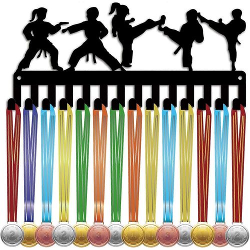 Porte-Médailles De Taekwondo, Présentoir Pour Médailles De Sport, Petit Crochet De Compétition En Fer Noir, Décoration Murale Pour Plus De 14 Médailles Pour Courses Sportives