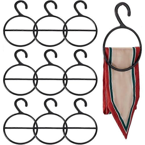 Lot De 10 Cintres Ronds En Plastique Pour Foulards, Noirs, 11,9 X 18,4 Cm, Pour Économiser De L'espace.