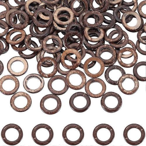 1 Boîte De 200 Petits Anneaux En Bois Pour Travaux Manuels, En Vrac, Non Finis, Lisses, Solides, Légers, Marron, Noix De Coco Naturelle, Ronds, Connecteurs, Boucles, Cercles Pour J