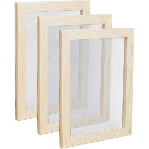 Lot De 3 Cadres De Fabrication De Papier En Bois 7,12 X 5,94 Cm, Outils D'écran, Fabrication De Papier En Bois D'amande Blanchie, Moules De Fabrication De Papier Rectangulaires Anciens, Cadre Pour Bricolage En Papier