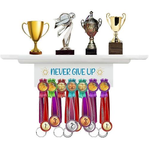 Étagère De Présentation De Trophées Et De Médailles En Bois Never Give Up, Porte-Médailles Robustes Pour Athlètes, Support Mural Pour Médailles, Présentoir Pour Trophées, Sport Awa