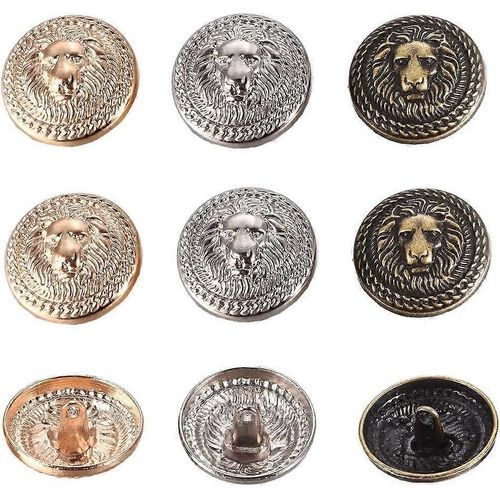 Lot De 30 Boutons De Blazer En Métal Vintage Avec Blason Lion, Tige De 25 Mm, 3 Couleurs, Pour Blazer, Costume, Manteau, Uniforme Et Veste - Doré, Argent, Bronze Antique
