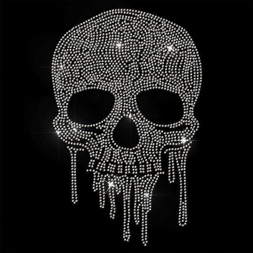 Patch Thermocollant À Strass Pour Réparation De Vêtements, Motif Tête De Mort, Pour T-Shirts, Gilets, Chaussures, Chapeaux, Vestes, Accessoires De Bricolage