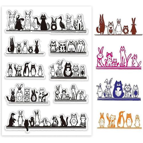 Tampon Transparent En Silicone Pour Chats, Pingouin, Lapin, Tampon En Caoutchouc Transparent, Tampons En Papier Pour La Fabrication De Cartes, Les Loisirs Créatifs, Les Albums Photo, Les Vacances