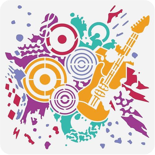 Pochoirs De Peinture Grunge 30,5 X 30,5 Cm, Motif Note De Musique Rock, Modèle De Décoration En Plastique Pour Bricolage, Gravure, Scrapbooking