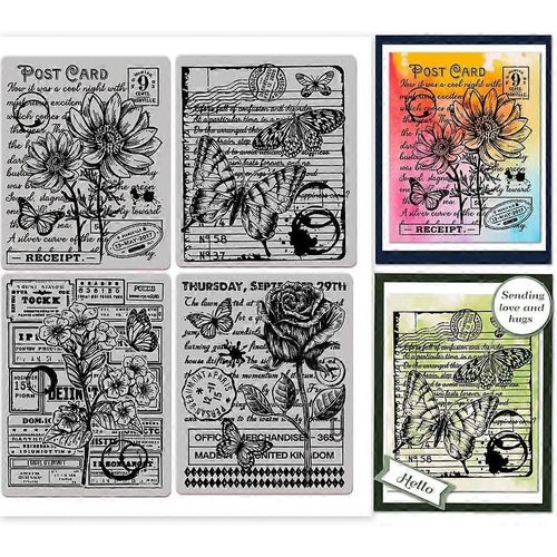 Tampon En Caoutchouc Vintage Avec Fond Adhésif, 18 X 22 Cm, Fleurs, Papillons, Tampons Eva, Tampon De Gaufrage, Pour Bricolage, Scrapbooking Et Fabrication De Cartes, Papier Artisanal