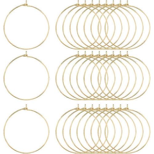 Lot De 100 Boucles D'oreilles Créoles En Acier Inoxydable Plaqué Sous Vide De 35 Mm, Accessoires Pour Verres À Vin Dorés, Pour La Fabrication De Bijoux Et De Boucles D'oreilles.