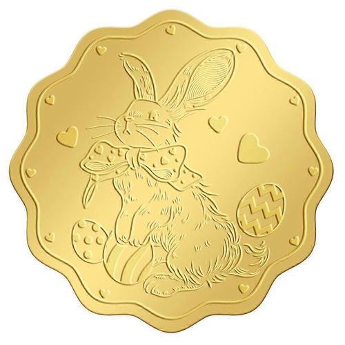 Lot De 25 Feuilles D'autocollants Dorés En Relief, Motif Lapin, Décoration De Médailles, 5 X 5 Cm
