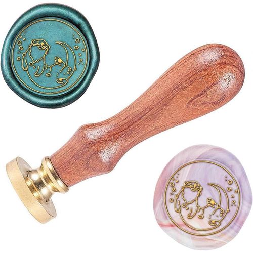 1 Pièce De 0,98'' De Remplacement Pour Tampon De Cire Vintage, Tête En Laiton, Manche En Bois, Cire À Cacheter