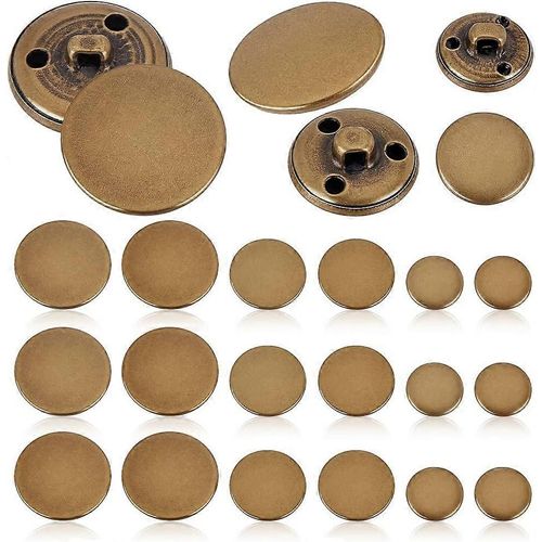 Lot De 60 Boutons De Blazer En Métal, 3 Tailles, À Tige En Laiton, Boutons Plats En Métal, Bronze Antique, Pour Veste, Costume, Blazer, Uniforme, Manteau, Chemise, Pantalon