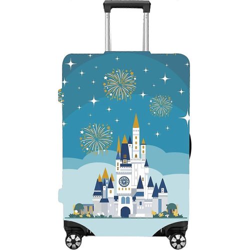 Housse de protection pour valise Castle Fireworks, bleue, avec fermeture éclair, résistante aux rayures, lavable et réutilisable