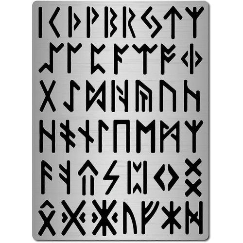 Pochoir De Runes En Métal, 1 Pièce, En Acier Inoxydable, Alphabet Ancien, Elder Futhark, Modèle Gothique
