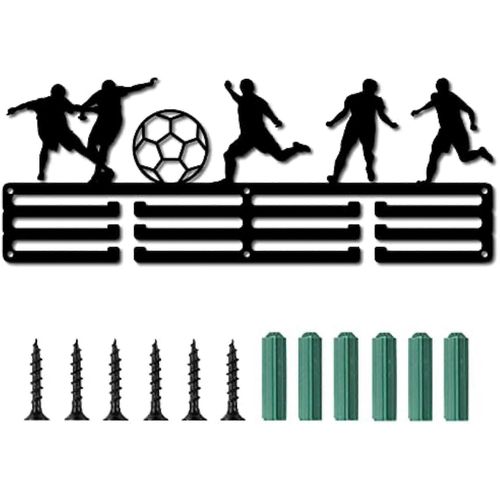 lot de porte-médailles de football, présentoir mural pour médailles de joueur de football, décoration noire