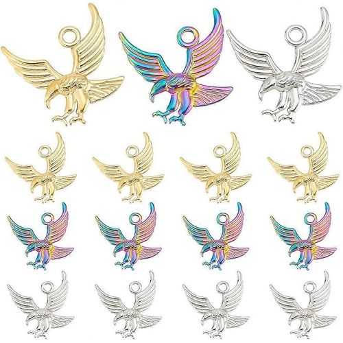 Lot De 12 Breloques Aigle En Acier Inoxydable, 3 Couleurs, Pendentifs Oiseaux Atterrissants, Pendentifs Animaux En Métal, Breloques De Style Tibétain, Artisanat Pour Colliers, Boucles D'oreilles, Fabrication De Bijoux