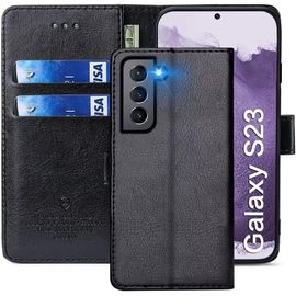Coque Pour Samsung Galaxy S23, Étuis À Rabat Samsung Galaxy S23,Premium Pu Etui Housse En Cuir Portefeuille De Protection Magnétique Pour Samsung Galaxy S23,Noir