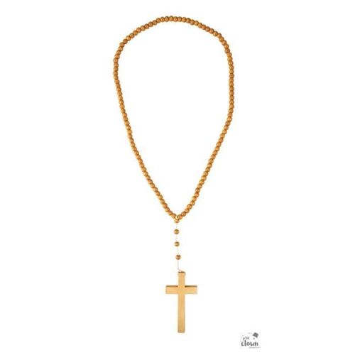 Collier Perles Croix De Moine - Ptit Clown - Jaune - 2 Ans De Garantie