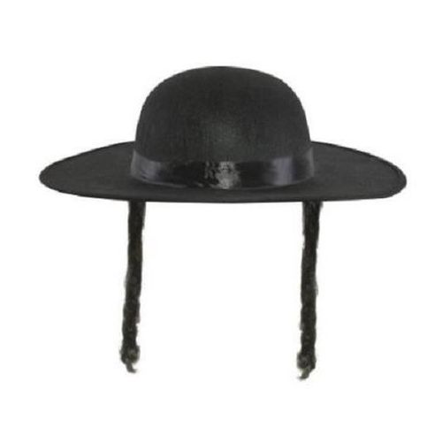Chapeau Imitation Lainage Rabbi Jacob - Noir Avec Cheveux (Papillotes) - Ptit Clown - Accessoire De Mode