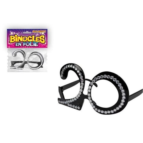 Lunettes - Strass - Anniversaire 20 Ans - Noir - Adulte