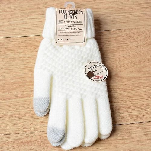 2021 Femmes Hommes Hiver Gant Écran Tactile Gants Automne Automne Garder Au Chaud Crochet Tricoté Mitaines Doigt Complet Femme Couple Taille Unique Blanc