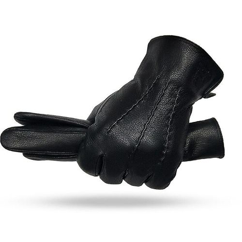 Gants D'hiver En Cuir Pour Hommes, Chauds Et Doux, Noirs, Design De Couture, Mitaines En Peau De Daim, Doublure En Laine, 11 Styles Standard, Nouvelle Collection Hiver