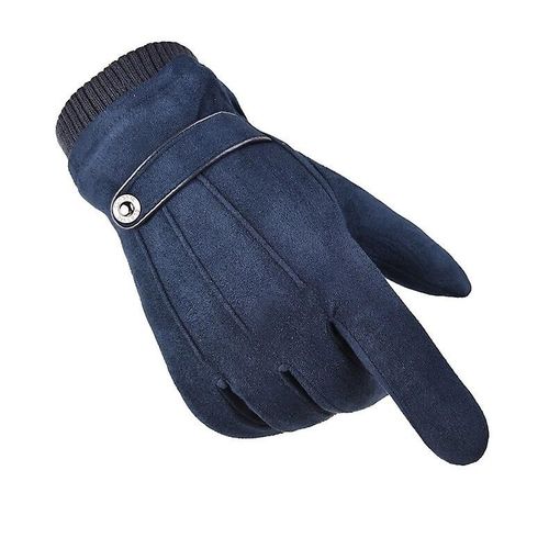 Gants Pour Écran Tactile En Daim Pour Hommes, Gants De Conduite Antidérapants En Cachemire Épais Unisexe, Mitaines D'hiver Pour Garder Au Chaud, Gants Masculins Largeur 10cm Gants Bleus