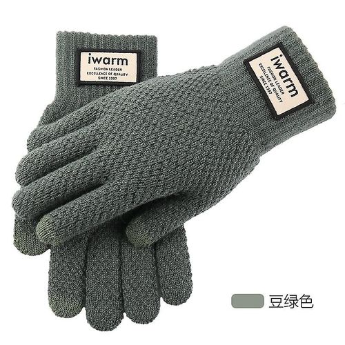 Gants D'hiver Tricotés Pour Hommes, Mitaines De Haute Qualité, Épaisses Et Chaudes, En Laine Et Cachemire, Solides, Pour Hommes D'affaires, Automne, Taille Unique, Vert