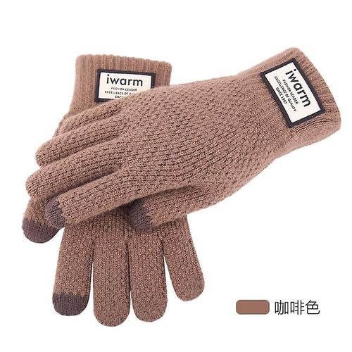 Gants D'hiver Tricotés Pour Hommes, Mitaines De Haute Qualité, Épaisses Et Chaudes, En Laine Et Cachemire, Solides, Pour Hommes D'affaires, Automne, Taille Unique, Marron