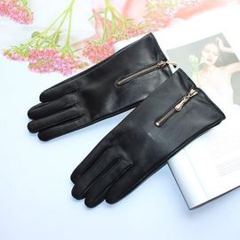 Gants En Peau De Mouton Pour Femmes, Doublure En Cuir Et Velours, À La Mode, Style Fermeture Éclair, Gants Chauds D'automne Et D'hiver, 7 Écrans Tactiles, Nouvelle Collection
