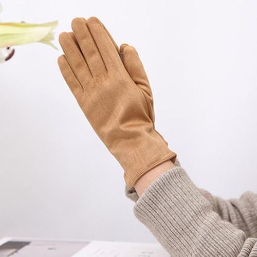 Femmes Hiver Plus Velours Épaissir Chaud Écran Tactile Gants Élégant Perle Daim Coupe-Vent Doigt Complet Cyclisme Conduite Gants Taille Unique A Kaki