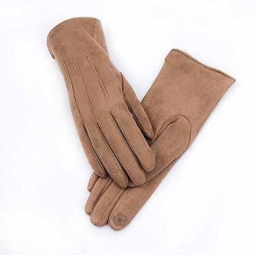 Femmes Hiver Plus Velours Épaissir Chaud Écran Tactile Gants Élégant Perle Daim Coupe-Vent Doigt Complet Cyclisme Conduite Gants Taille Unique R1 Kaki