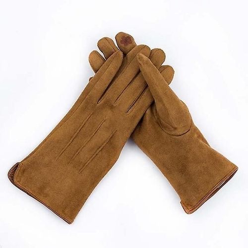 Gants D'hiver En Velours Épais Et Chauds Pour Écran Tactile, Élégants En Daim Perlé, Coupe-Vent, Doigts Complets, Pour Cyclisme, Conduite, Taille Unique R1 Kaki Foncé
