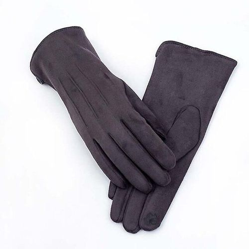 Gants D'hiver Pour Femme En Velours Épais Et Chauds Pour Écran Tactile - Élégants En Daim Perlé - Coupe-Vent - Doigt Complet - Gants De Conduite - Taille Unique R1 - Gris Foncé