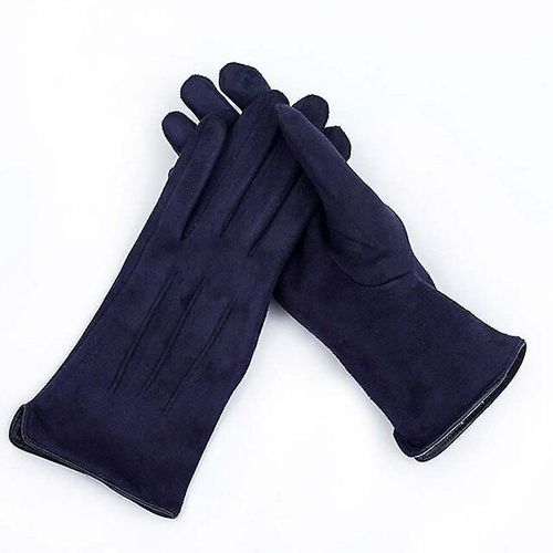 Femmes Hiver Plus Velours Épaissir Chaud Écran Tactile Gants Élégant Perle Daim Coupe-Vent Doigt Complet Cyclisme Conduite Gants Taille Unique R1 Bleu Foncé