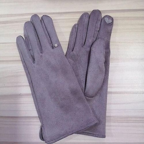 Femmes Hiver Plus Velours Épaissir Chaud Écran Tactile Gants Élégant Perle Daim Coupe-Vent Doigt Complet Cyclisme Conduite Gants Taille Unique B Gris