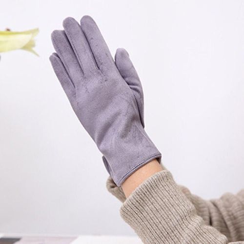 Femmes Hiver Plus Velours Épaissir Chaud Écran Tactile Gants Élégant Perle Daim Coupe-Vent Doigt Complet Cyclisme Conduite Gants Taille Unique A Gris