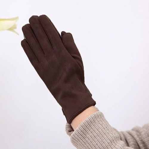 Femmes Hiver Plus Velours Épaissir Chaud Écran Tactile Gants Élégant Perle Daim Coupe-Vent Doigt Complet Cyclisme Conduite Gants Taille Unique A Café