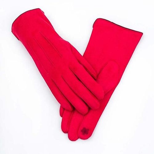 Femmes Hiver Plus Velours Épaissir Chaud Écran Tactile Gants Élégant Perle Daim Coupe-Vent Doigt Complet Cyclisme Conduite Gants Taille Unique R1 Rouge