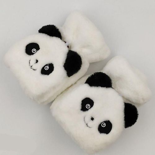 Mitaines Tricotées En Fourrure De Lapin Douce Et Chaude D'hiver Pour Femmes, Gants De Conduite À Demi-Doigt En Peluche Épais, Gants Pour Écran Tactile De Chat Mignon, Taille Unique E21 À Clapet Blanc