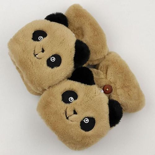 Mitaines Tricotées En Fourrure De Lapin Douce Et Chaude D'hiver Pour Femmes, Gants De Conduite À Demi-Doigt En Peluche Épais, Gants Pour Écran Tactile De Chat Mignon, Taille Unique E21 À Clapet Kaki