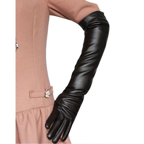 Gants D'écran Tactile Léopard Sexy Hiver Femmes Pu Noir 50 Cm De Long Cuir De Simulation Mince Doigt Complet Mitaines De Conduite Chaudes L 50 Cm Café Foncé