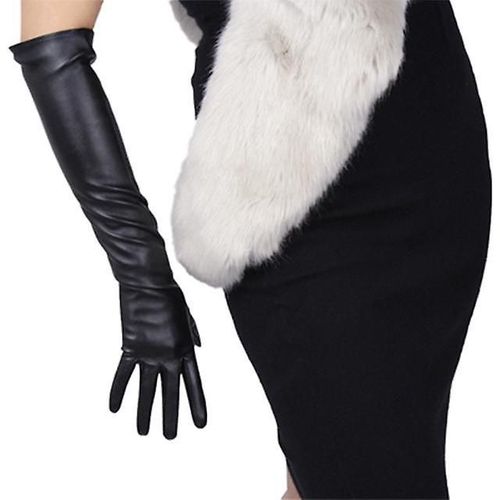 Gants Sexy Léopard Pour Écran Tactile Hiver Femmes Pu Noir 50 Cm De Long Cuir De Simulation Mince Doigt Complet Mitaines De Conduite Chaudes M 50 Cm Noir