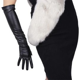 Gants Sexy Léopard Pour Écran Tactile Hiver Femmes Pu Noir 50 Cm De Long Cuir De Simulation Mince Doigt Complet Mitaines De Conduite Chaudes M 50 Cm Noir