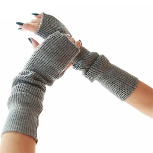 Femmes Hiver Automne Noël Cachemire Mélange Tricoté Longs Gants Couleur Unie Mode Chaud Pour Dame Coude Mitaines 60 Cm Avec Trou 12 Hua Camel